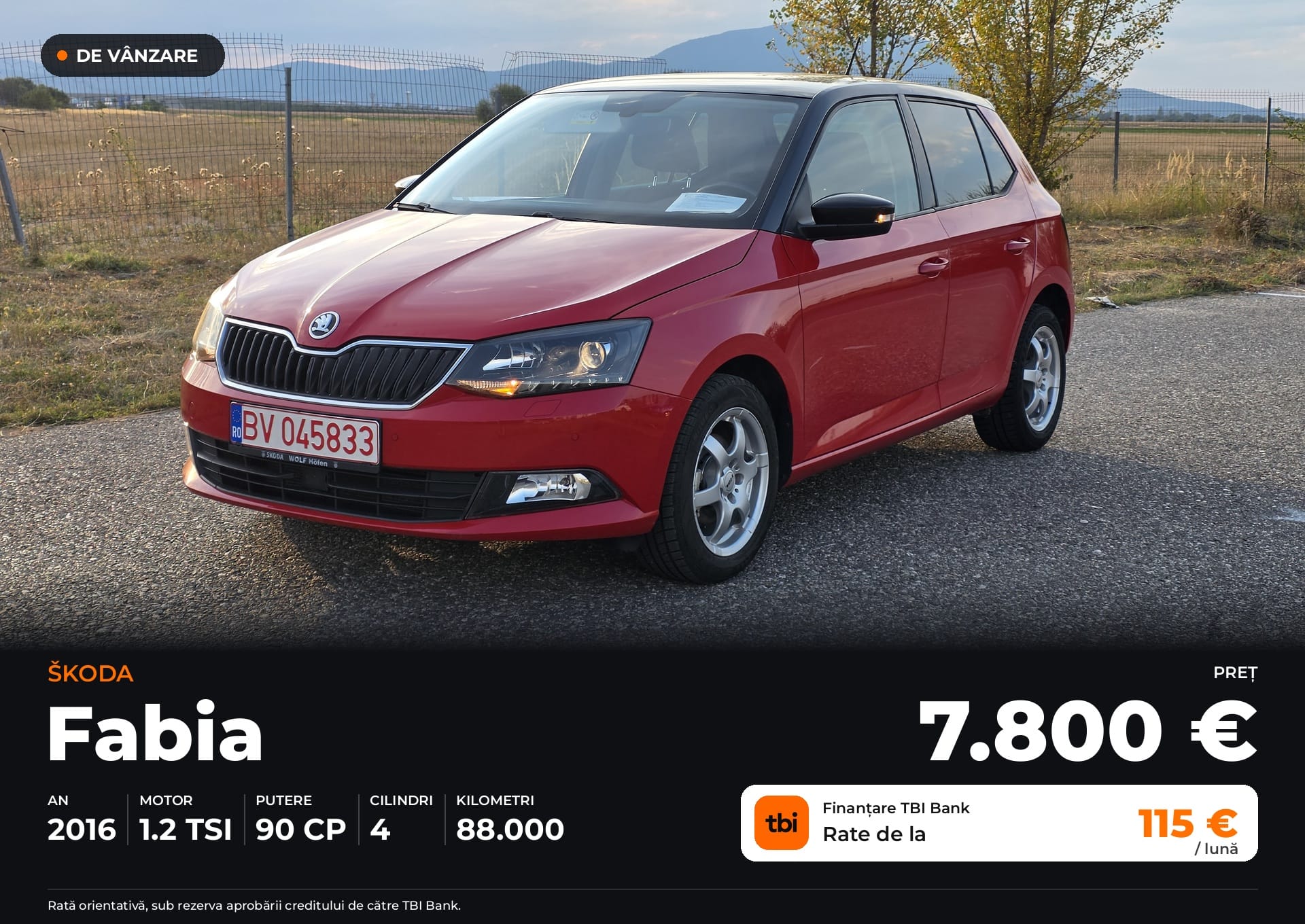 ŠKODA FABIA – AN 2016 – 1.2 BENZINĂ – poza 1 – YAB AUTO Brașov